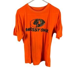 Mossy Oak Men's Safety Orange T-Shirt Large Hunting Blaze Orange Camo Logo